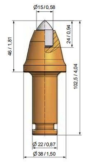Tip trench bit de coupe à tige rond BG22F-5.3846