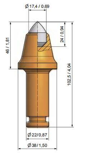 Tip trench bit de coupe à tige rond B1-17KS22