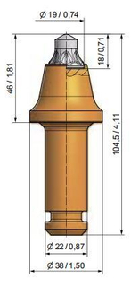 Tip trench bit de coupe à tige rond BG22F-65.3846
