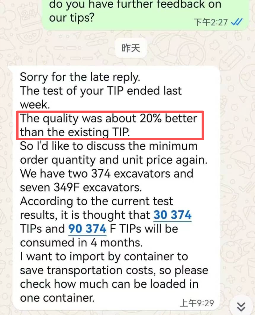 Cat J550 / 600 Feedback de qualité dentaire de seau